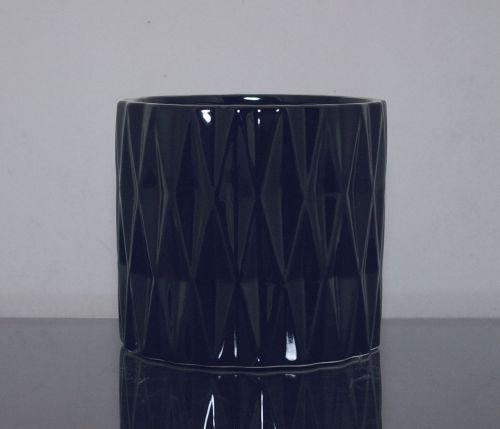Ceramic Diamond Cylinder Vase Black 6