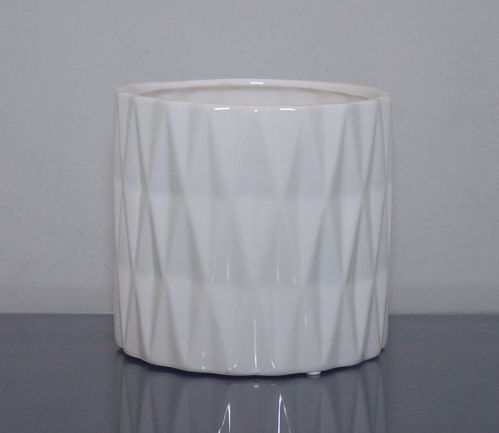 Ceramic Diamond Cylinder Vase White 6